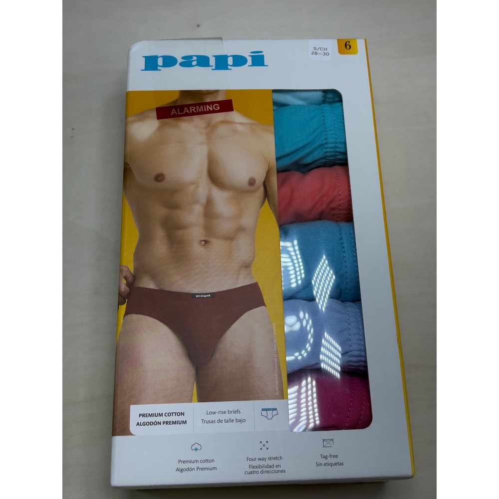 Papi Men Low Rise Briefs 6Pack Premium Cotton Assorted Colors Small28-30